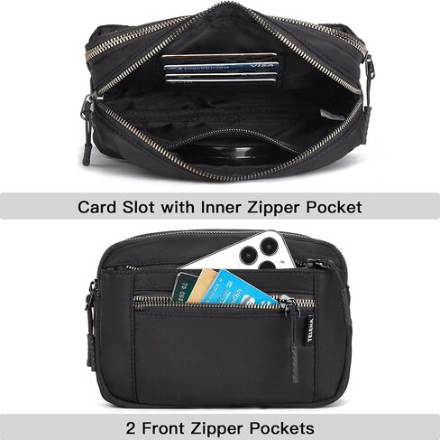 حقيبة حزام تيلينا للنساء مع 5 سحابات للنساء باللون الأسود in Kuwait