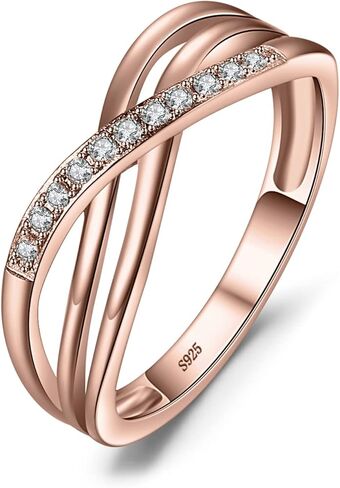 JewelryPalace Infinity Knot Cubic Zirconia Wedding Ring for Women, CZ 925 Sterling Silver 14K White Yellow Rose Gold Plated Promise Ring for Her Eternity Bands Jewelry Set in Saudi Arabia