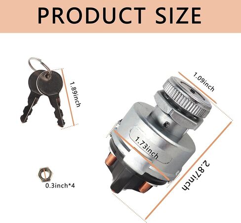 مفتاح الإشعال مع مفتاح، مفتاح تشغيل الإشعال القياسي 12 فولت 4 مواضع مناسب للسيارة والشاحنة وسيارات الدفع الرباعي والرافعة الشوكية والجرار وملحقات السيارات العالمية أسطوانة قفل الإشعال in Kuwait