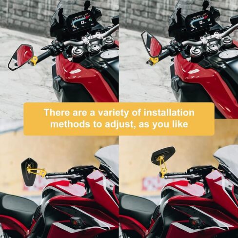 CNC Aluminum Alloy Motorcycle Mirror Apply to 22MM 25MM 7/8" Motorcycle Handlebar Ends Interface, Bar End Mirrors for Motorcycles for Off Road Street Sport Cruiser Motorcycles Mirrors (Gold) in Saudi Arabia