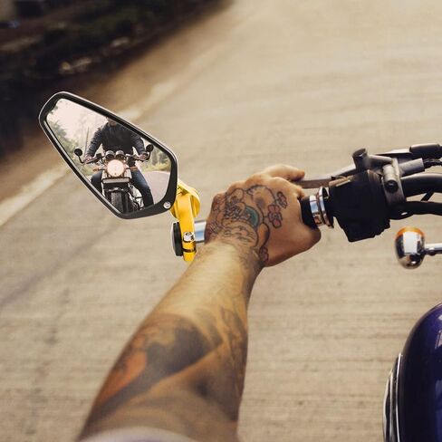 CNC Aluminum Alloy Motorcycle Mirror Apply to 22MM 25MM 7/8" Motorcycle Handlebar Ends Interface, Bar End Mirrors for Motorcycles for Off Road Street Sport Cruiser Motorcycles Mirrors (Gold) in Saudi Arabia