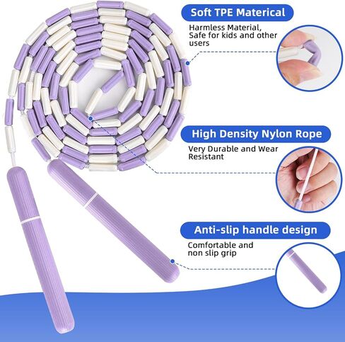 Jump Rope Segmented Soft Beaded Skipping Rope Adjustable Tangle Free Jumping Rope for Kids Men Women Exercise, Weight Loss, Keeping Fit and Training 9.2 Feet in Saudi Arabia