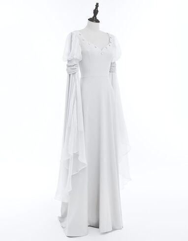 Women Renaissance Dress Bell Sleeves Medieval Dress Fairy Dress Fantasy Retro Medieval Costume White in Kuwait