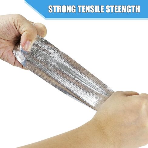 Aluminum Foil Duct Tape, 2 Inches x 65 Feet,3.9mil, Heavy-Duty HVAC Aluminum Metal Duct Tape for Metal Pipes, Air Vents, Furnace, and AC Units - Silver in Kuwait