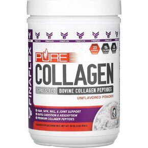FINAFLEX Pure Collagen, Unflavored - 1 lb - Supports Hair, Skin, Nails & Joints - 19g of Grass-Fed Bovine Collagen Peptides Per Serving - 23 Servings