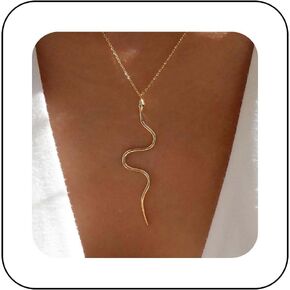 Boho Snake Choker Necklace Vintage Snake Pendant Necklace Gold Serpent Necklace Minimalist Thin Snake Chain Necklace Jewelry for Women and Girls