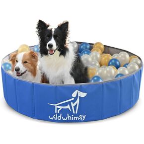 Dog Ball Pit - 32 Inch Small Foldable Ball Pit for Dogs - Indoor Outdoor Playpen with Metal Reinforcement Ring - Storage Case Included - Holds Over 400 2.75 Inch Balls (Sold Separately)