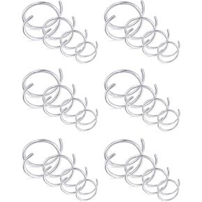 Akeoqi 24Pcs Double Nose Hoop Ring for Single Piercing Stainless Steel Nose Rings Twist Spiral Nose Ring Nostril Piercings Jewelry 6-12MM 20G Bendable for Women