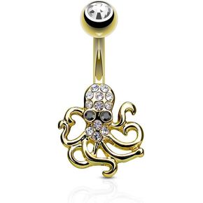 14 قياس الصلب المعبدة تشيكوسلوفاكيا الأخطبوط السرة البطن زر الدائري 316L الفولاذ الجراحي (اختر اللون) in Kuwait