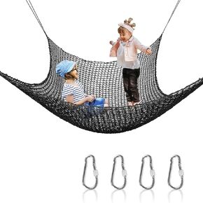 شبكة حماية للعب الأطفال، شبكة أمان للعب في الفناء الخلفي لمنزل الشجرة، شبكة حمولة للتسلق، شبكة مزدوجة الطبقات، شبكة حبل التسلق، DUSUYO نايلون أسود (3.3FT*9.9FT)