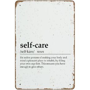 Self Care Definition Inspirational Decor Self Care Poster Therapist Wall Art Inspirational Quote Mental Health Poster Self Care Sign Novelty Retro Tin Metal Sign 8"x12" Embossed Metal Metal Poster