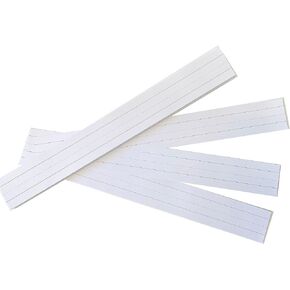Ruled Sentence Strips, Thick Paper - 80lb Cardstock 3 x 18 Inches, White, Pack of 100 - Ideal for Classrooms, Offices, or Homes