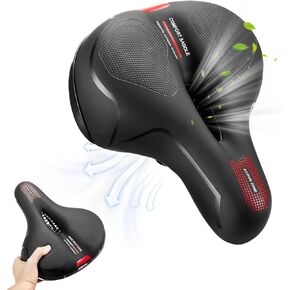 KEMIMOTO Bike Saddle Bike Seat Bicycle Seat Cushion for Men or Women with Seat Clamp Wide Padded Bicycle Saddle, Touring Saddle