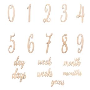 19Pcs Wooden Milestone Numbers & Words Baby Announcement Cards Wooden Milestones Newborn Photography Prop for Pregnancy and Baby Shower Photo Props