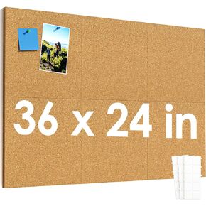 MaxGear Large Cork Board for Wall 48" x 24", 8 Pack Cork Board Tiles with Safe Removable Adhesive Tabs, 12" x 12" Corkboards for Office, School & Home