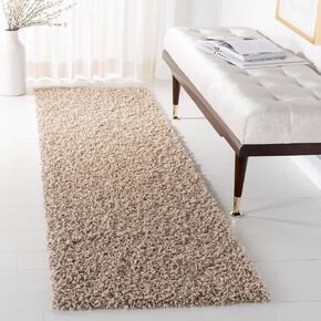 SAFAVIEH Athens Shag Collection Runner Rug - 2'3" x 6', Beige, Non-Shedding & Easy Care, 1.5-inch Thick Ideal for High Traffic Areas in Living Room, Bedroom (SGA119G)