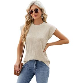 Summer Tops for Women Short Sleeve Textured Loose Casual Basic T Shirts Tee Blouses