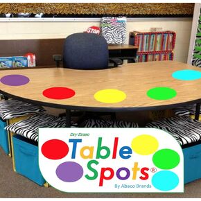 The Original Table Spots for Teachers | 20 Pack | 5 Multicolor Dots (4 Each) Dry Erase Circles Whiteboard Marker Stickers Wall Decals for School Classroom Teachers Students Table Desktop White Board