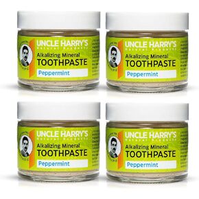Uncle Harry's Peppermint Remineralizing Toothpaste | Natural Whitening Toothpaste Freshens Breath & Promotes Enamel | Vegan Fluoride Free Toothpaste (4 Pack)