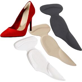Spandex Heel Cushion & Grip – Pack of 3 Different Colored Self Adhesive & Reusable Heel Liners with Mesh Design for Feet Comfort, Heel Protector & Pain Relief Inserts, Tighter Fit Cushioning Cushion