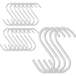 Premium Aluminum S Hooks - Set of 20 | Strong & Durable | Dustproof & Anti-Rust | Holds up to 33lbs | Ideal for Bedroom/Kitchen/Bathroom/Office/Pool/Indoor/Outdoor Flower Basket, and More