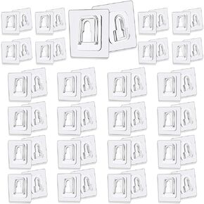 25 Pairs Double Sided Adhesive Wall Hooks, Transparent Self Adhesive Wall Hooks for Hanging, Clip Rain Adhesive Wall Hooks for Bathroom Kitchen Office