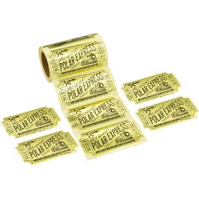 Gold Foil Believe Ticket North Pole Train Roll Believe Magic Stickers for Christmas Holiday Party School Reward 200Pcs