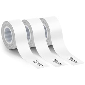 White Label Tape of 3 Rolls 12mmx4m Compatible with Makeid L1 Q1 E1 Refills Waterproof Laminated Custom Stickers Office Labels Replacement (White)