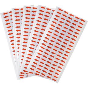 500pcs Vinyle Red Arrow Stickers Labels, Small Arrow Stickers 1/2 Inch Self Adhesive Red Arrow Labels Stickers, Small Rectangle Red Arrow Labels, (5 Sheets, 100pcs/Sheet)