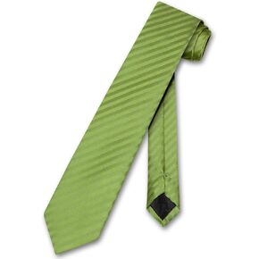 Vesuvio Napoli NeckTie SPINACH GREEN Vertical Stripes SKINNY 2.5" Men's Neck Tie