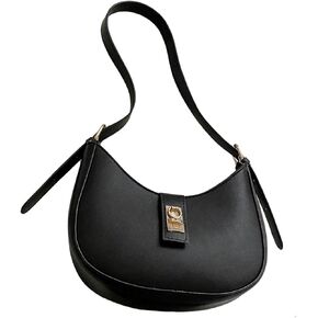 SweatyRocks Women's PU Leather Mini Shoulder Bag Metal Decor Zipper Underarm Purse Solid Hobo Bag