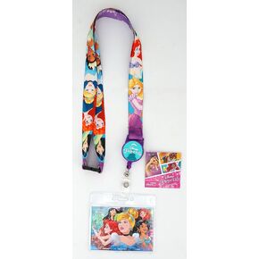 Disney Princess Lanyard with Zip Lock Card Holder, Multicolor, 3"