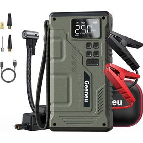 Portable Jump Starter with Air Compressor - Geeneu 3000A Car Battery Jump Box with 150PSI Digital Tire Inflator for 8.5L Gas/7.0L Diesel, 12V Battery Jumper Starter Pack Booster with Air Pump