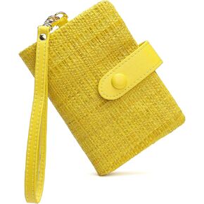 Womens Wallet Natural Raffia Grass Small Wristlet wallets With Coin Pocket ID Window Card Holder