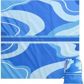 Beach Picnic Blanket, Dual Layer, Sandproof Water Resistant Beach Blanket, Packable, Washable, Great for Camping, Outdoors, Festivals, 71"x95" Large Size for Family Trip, Gifts for Dad