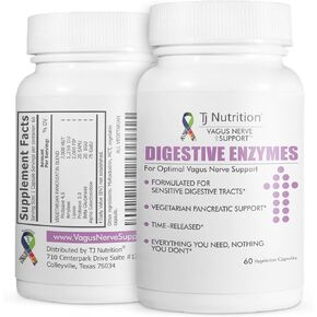Digestive Enzymes for Sensitive Stomachs - Supports Vagus Nerve, Vegetarian Pancreatic Support, Timed Release Formula for Optimal Gut Health, Enhances Food Digestion & Gut Flora