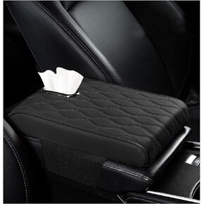 Car Center Console Cushion Pad, Universal Waterproof Leather Auto Armrest Seat Box Protector, Automotive Elbow Rest Box Cover with Soft Memory Foam, Car Accessories (Beige)