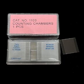 Chrome-Plated Neubauer Cell Counting Chamber Kit with 2 Cover Slides, Hemocytometer Perfect for Blood Cell and Microorganism Counting