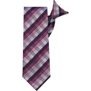 Jacob Alexander Men's Plaid Clip-On Neck Tie