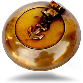 JD'Z COLLECTION Vintage Brass Ashtray For Cigarette Handmade Collectible Decorative Pocket Ashtray Gift Item Nautical Anchor Engraved With Lid (Antique Shiny Finish)- 2.5"