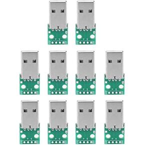 Walfront USB Board Mini USB to DIP Adapter Board 10Pcs USB Type A Male Plug to DIP Converter Board 4 Pins DIP 2.54mm Pitch