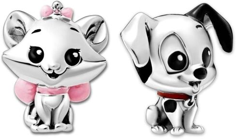Classic Dalmatians Patch & Aris-Cat Marie 925 Sterling Silver Charm Fits Pandora Bracelets + Velvet Jewelry Bag in Saudi Arabia