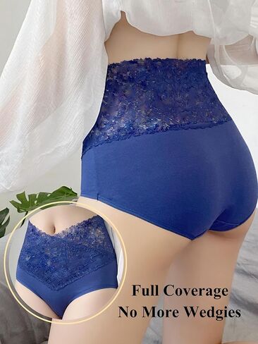 High Waisted Underwear for Women Cotton Breathable Full Coverage Briefs Panties 6 Pack in Kuwait