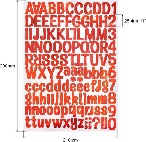 PATIKIL Letter Alphabet Number Stickers, Glitter Red 1" Reflective Labels Self Adhesive Vinyl Sticker for Classroom Organization, Sign, Door, Address, 6 Sheets, 126 Count/Sheet in Saudi Arabia