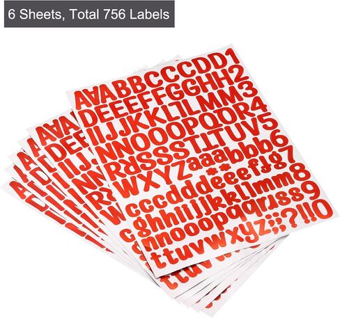PATIKIL Letter Alphabet Number Stickers, Glitter Red 1" Reflective Labels Self Adhesive Vinyl Sticker for Classroom Organization, Sign, Door, Address, 6 Sheets, 126 Count/Sheet in Saudi Arabia