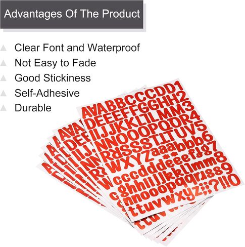 PATIKIL Letter Alphabet Number Stickers, Glitter Red 1" Reflective Labels Self Adhesive Vinyl Sticker for Classroom Organization, Sign, Door, Address, 6 Sheets, 126 Count/Sheet in Saudi Arabia