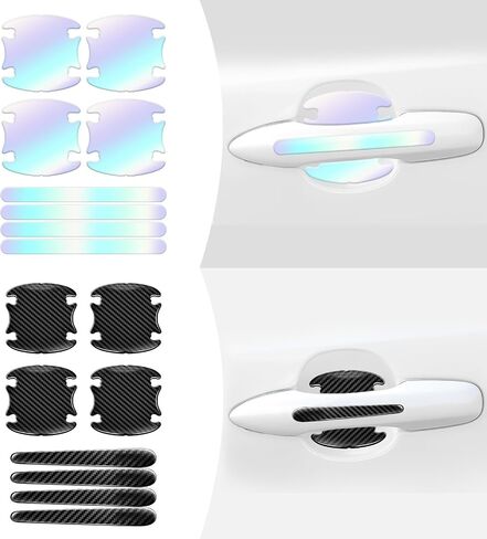 SuperKaKa 16Pack Car Door Handle Protective Stickers,Universal 3D Cars Doors Bowl Reflective Films Carbon Fiber&Dazzl Scratch Waterproof Night Visibility Guard Strips Vehicle Exterior Accessories in Saudi Arabia