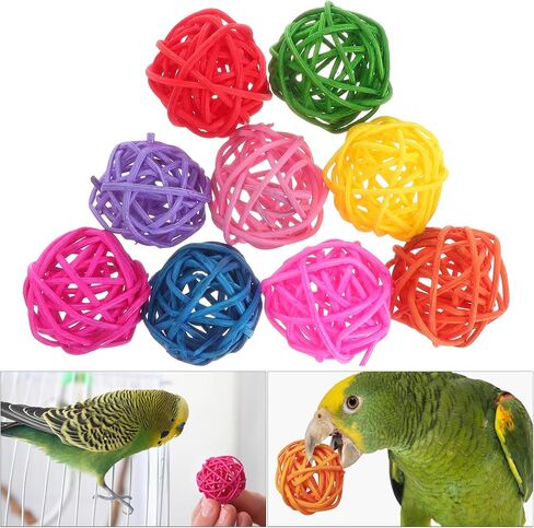 Baluue ديكور الزفاف 50 قطعة 3 سنتيمتر الملونة الروطان الببغاء لعبة مضغة المنزل DIY بها بنفسك ديكور الحيوانات الأليفة الطيور اللعب in Saudi Arabia