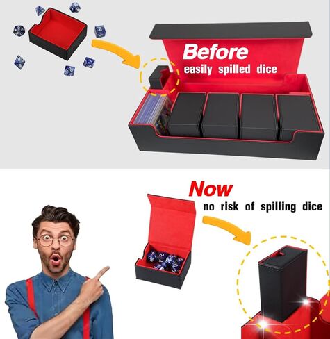 MTG Deck Box With Dice tray and playmat case,Large Card Deck Box Fits 820+ Double Sleeved Cards or 200 toploaders,TCG Card Storage Box 5 in 1,Compatible with Yu-Gi-Oh! (Black＆Blue) in Kuwait