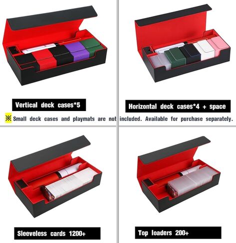 MTG Deck Box With Dice tray and playmat case,Large Card Deck Box Fits 820+ Double Sleeved Cards or 200 toploaders,TCG Card Storage Box 5 in 1,Compatible with Yu-Gi-Oh! (Black＆Blue) in Kuwait